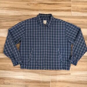 Vintage Gap Classic Brand Mens Plaid Harrington Jacket Blue Medium HTF